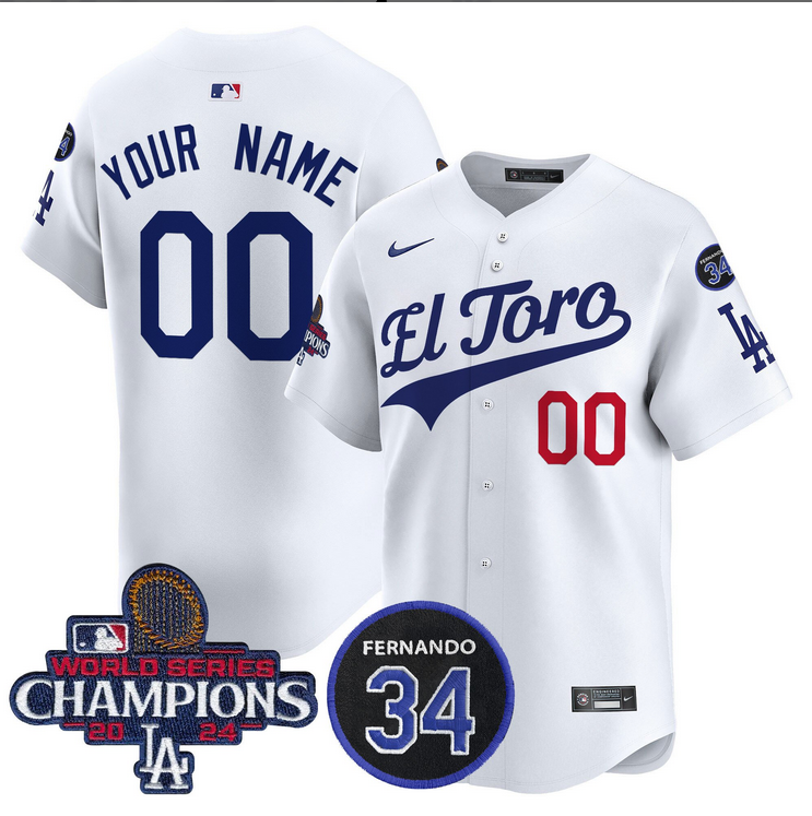 Men MLB Los Angeles Dodgers Custom white 2024 World Series Champions Patch Cooperstown Jersey ->customized mlb jersey->Custom Jersey